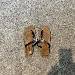 MICHAEL KORS charm black sandal with cork base. Size 7